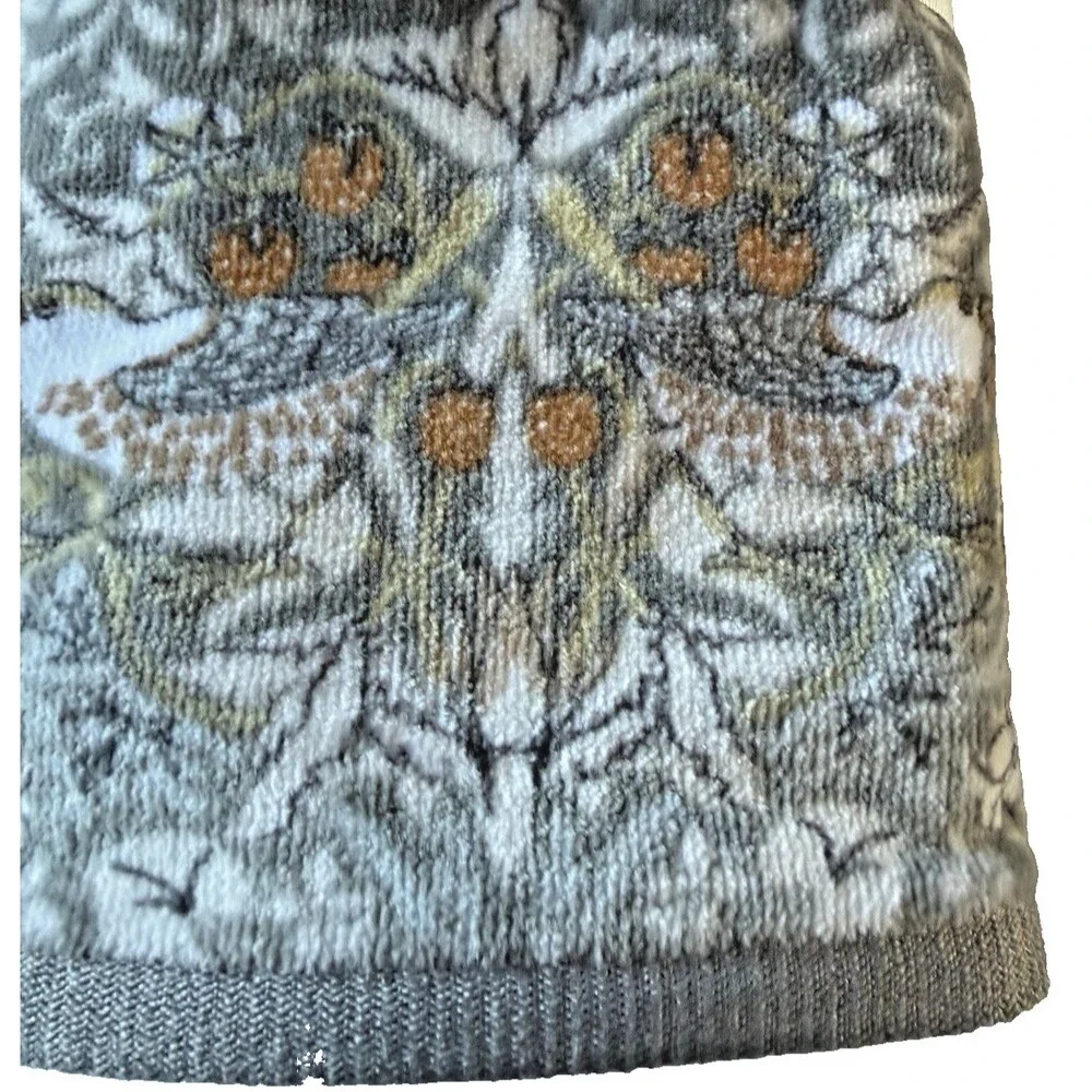Morris & Co Strawberry Thief Hand Towels Set of 2 Plush Gray Clay 100% Cotton